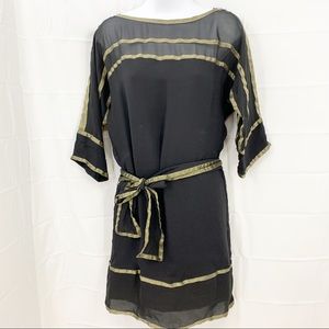 Diane von Furstenberg 100% SIlk Black & Gold Dress